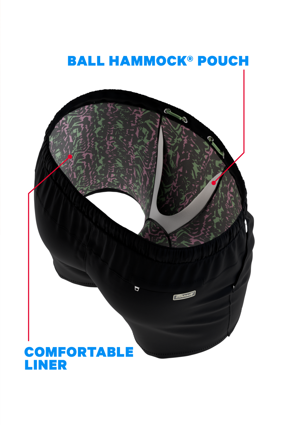 The Funky Fresh | Black and Neon Tribal Ball Hammock® Pouch 8" Swim Trunks - Shinesty