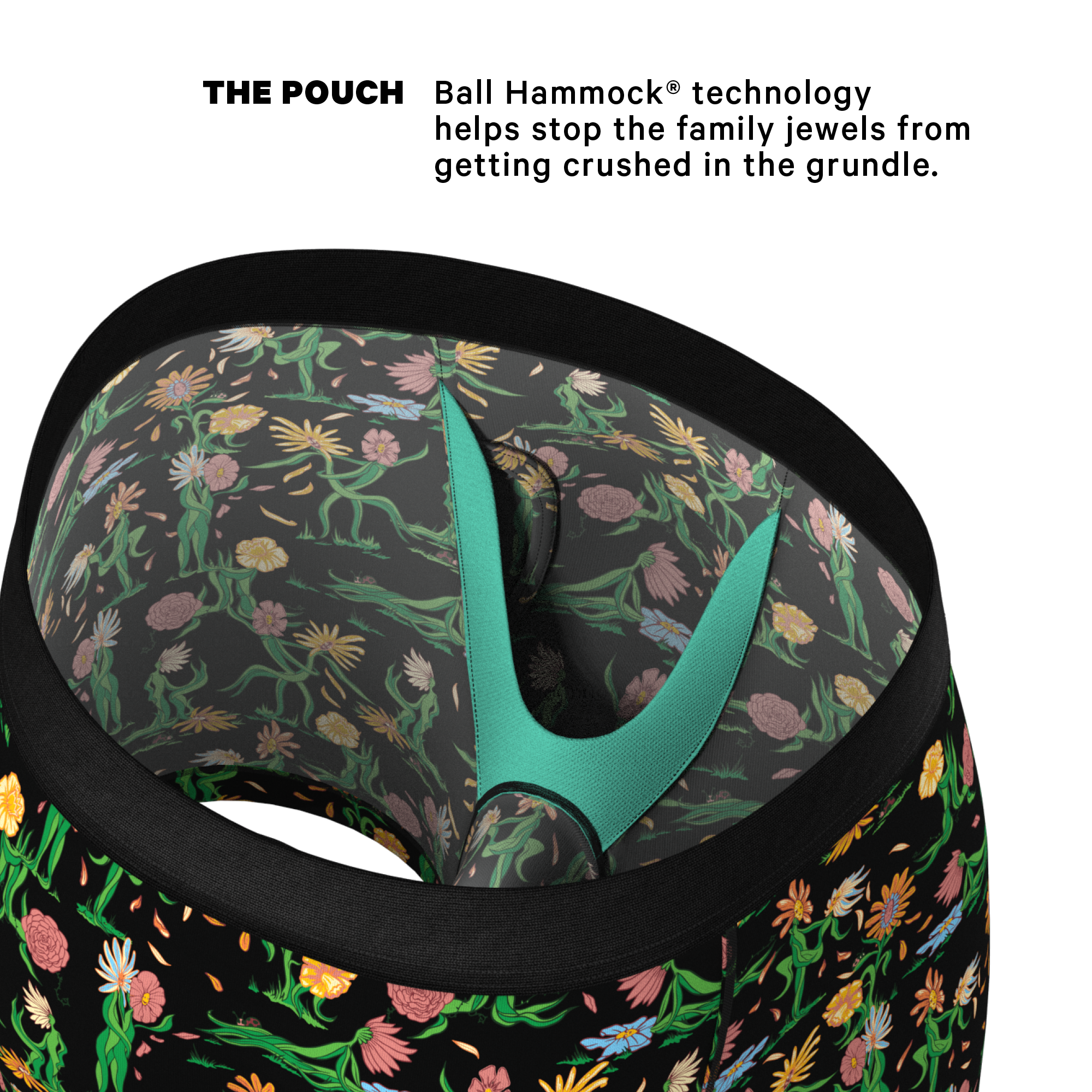 The Garden Of Breedin | Flower Print Ball Hammock® Pouch Underwear With Fly - Shinesty