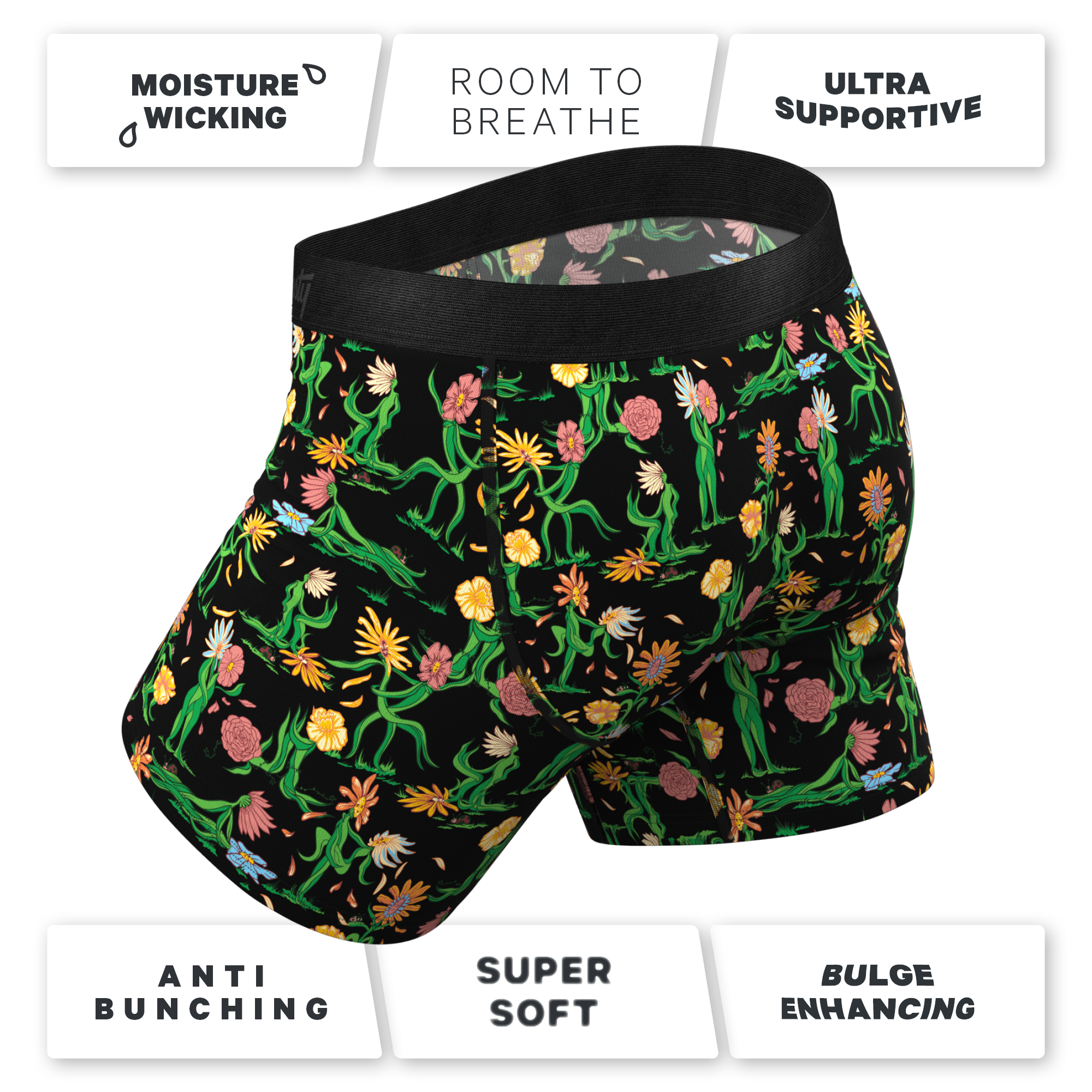 The Garden Of Breedin | Flower Print Ball Hammock® Pouch Underwear With Fly - Shinesty