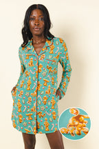 The Ginger Rail | Gingerbread SleepDeep™ Long Sleeve Pajama Dress - Shinesty