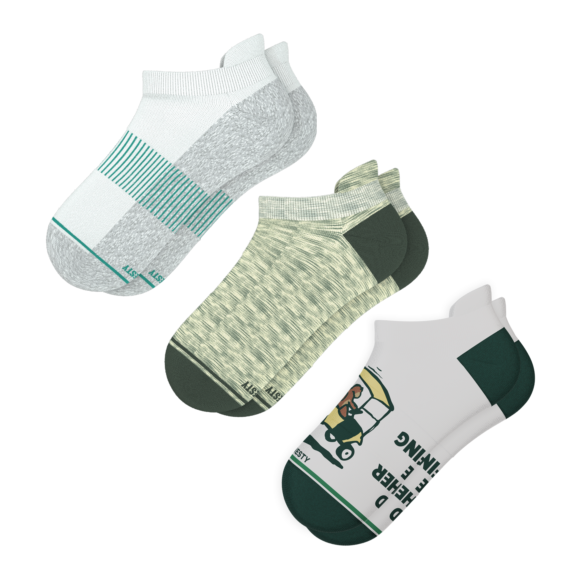 The Golfer Three | Heel Hammock™ Ankle Socks 3 Pack - Shinesty
