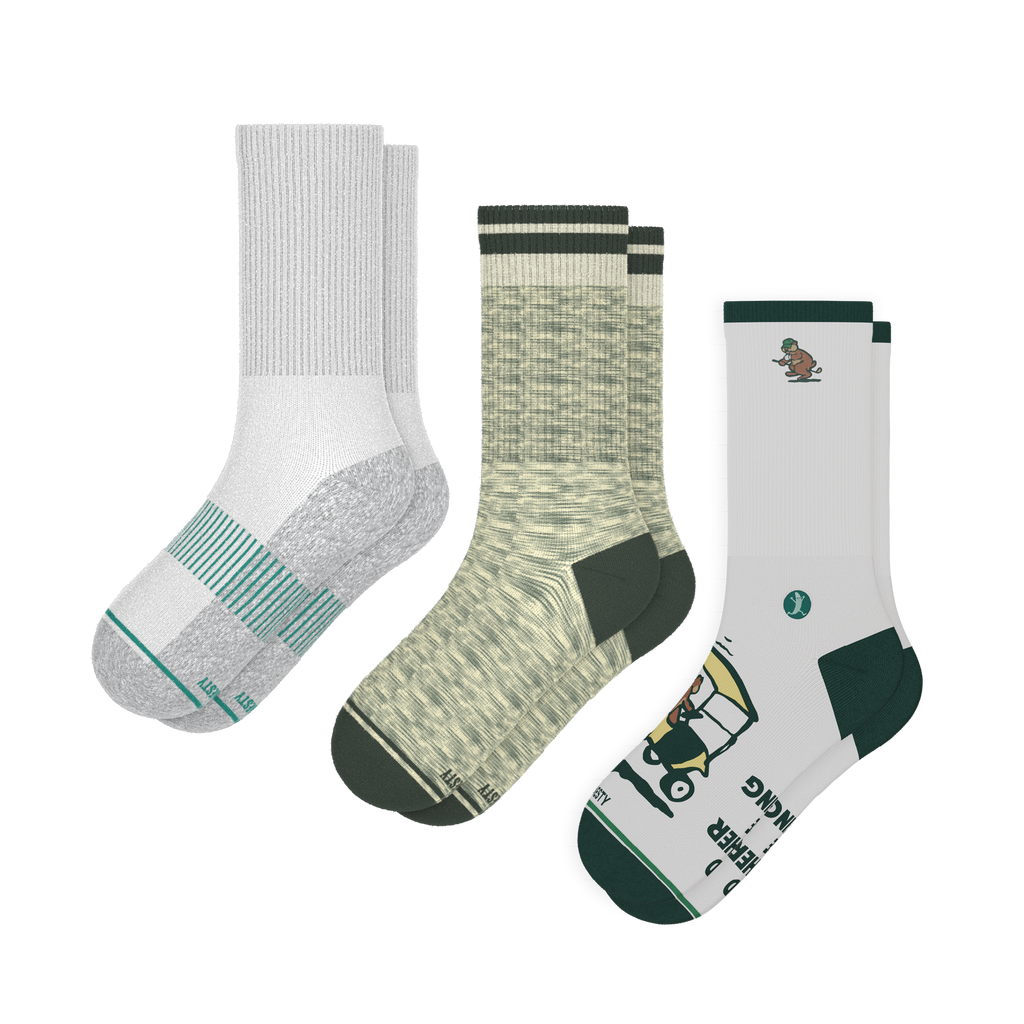 The Golfer Three | Heel Hammock™ Crew Socks 3 Pack - Shinesty