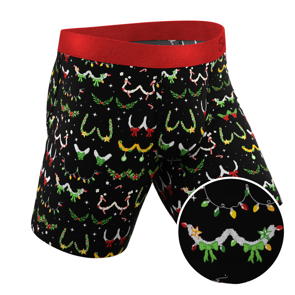 The Goodie Garland | Christmas Tinsel Busts Ball Hammock® Boxer - Long Leg - Shinesty