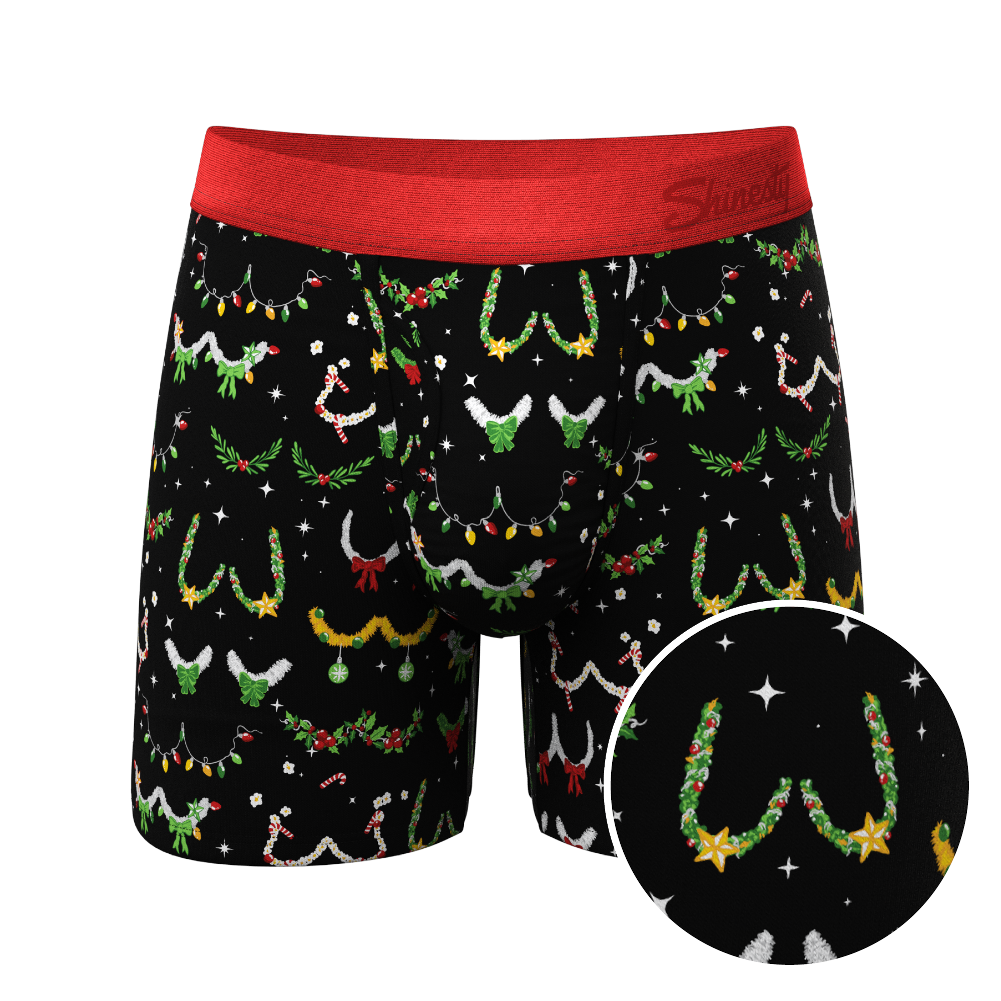 The Goodie Garland | Christmas Tinsel Busts Ball Hammock® Pouch Underwear With Fly - Shinesty