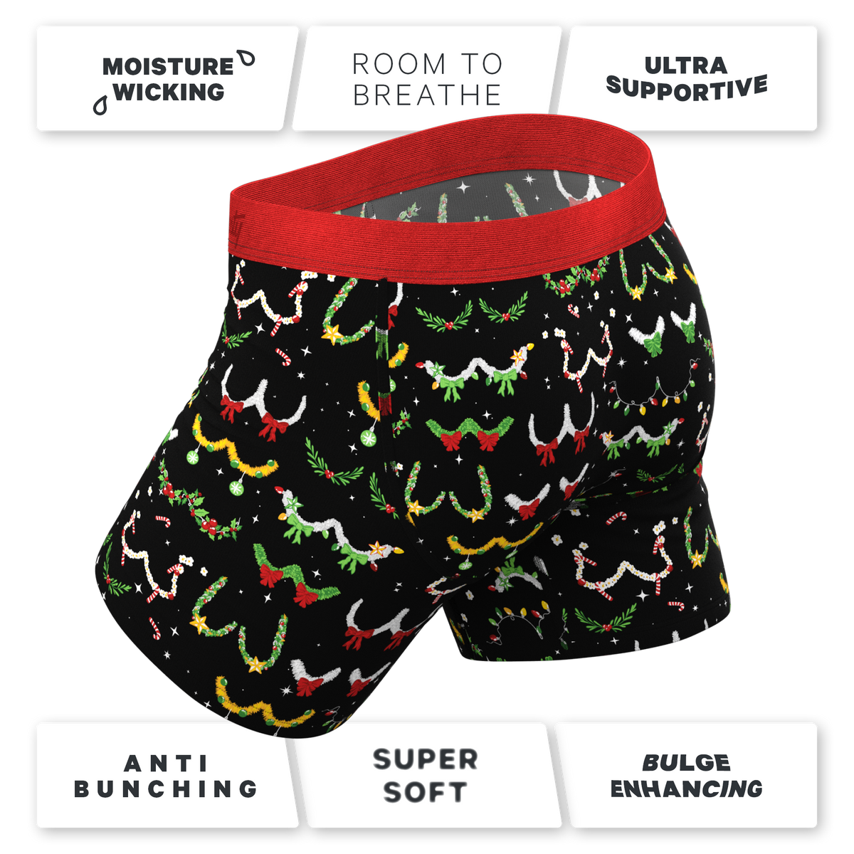The Goodie Garland | Christmas Tinsel Busts Ball Hammock® Pouch Underwear With Fly - Shinesty