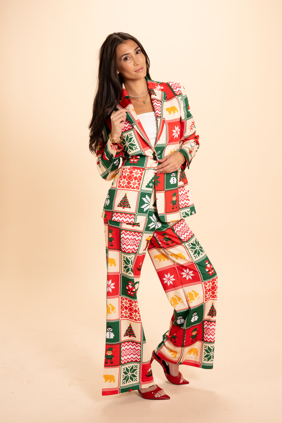 The Grandma's Monstrosity | Quilt Notch Collar Lined Blazer - Shinesty
