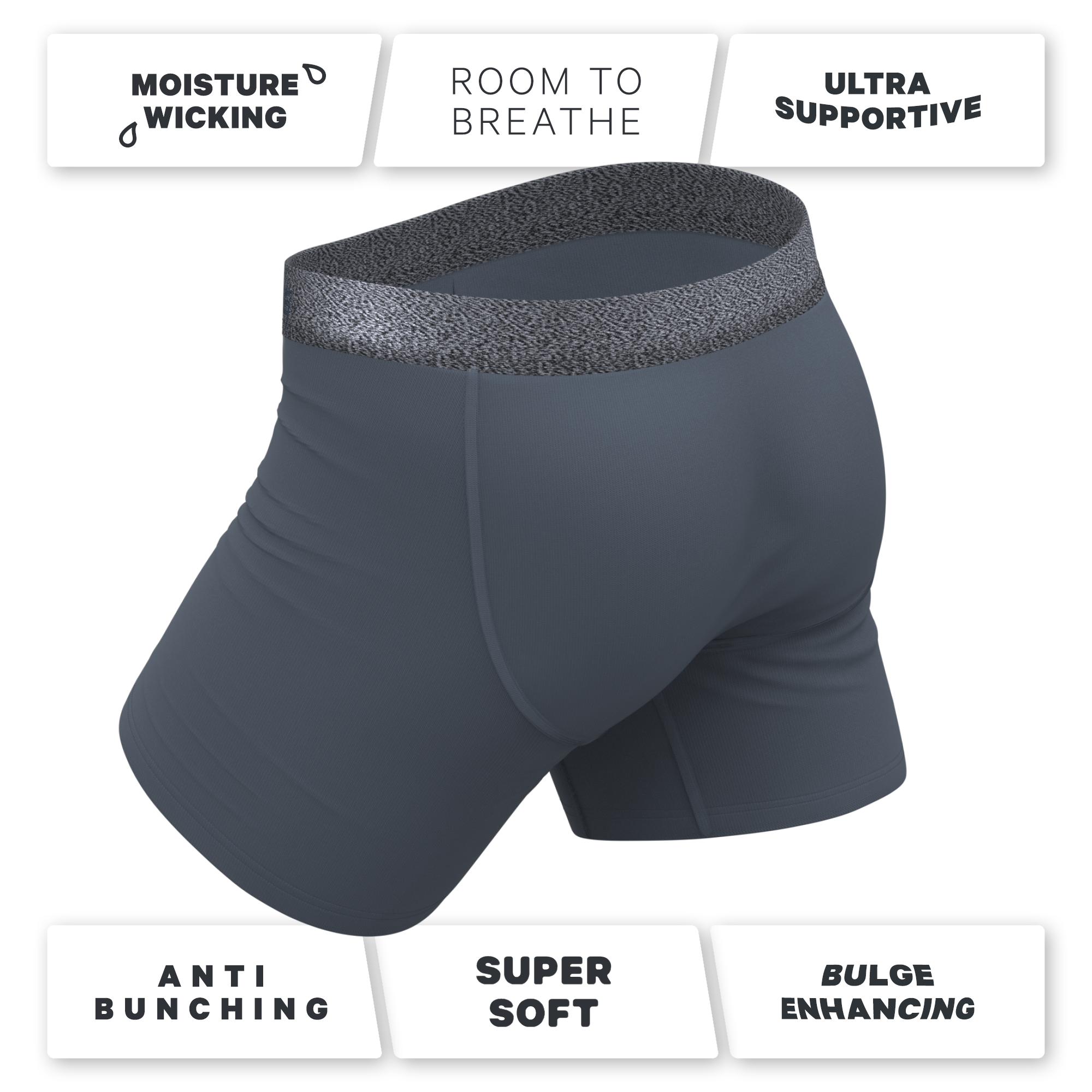 The Graphite | Tonal Grey Ball Hammock® Pouch Underwear - Shinesty