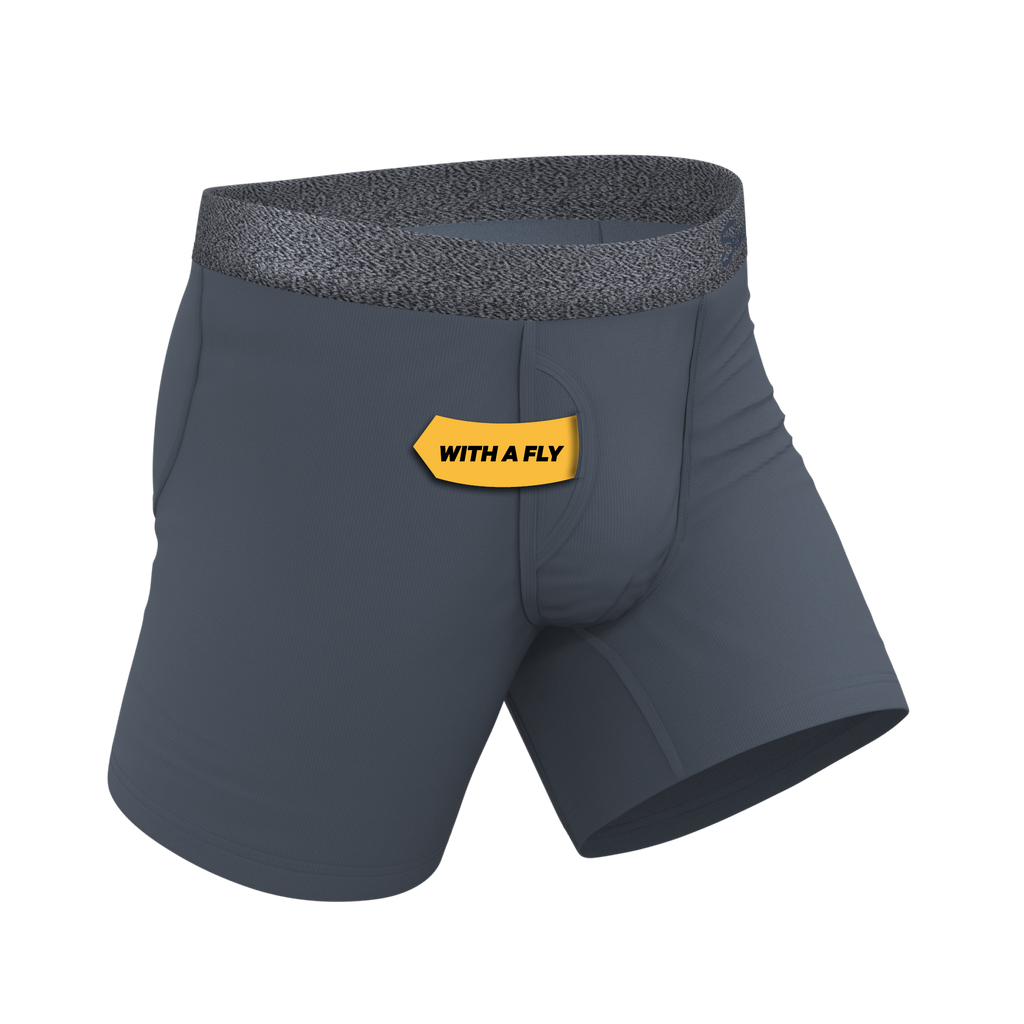 The Graphite | Tonal Grey Ball Hammock® Pouch Underwear With Fly - Shinesty