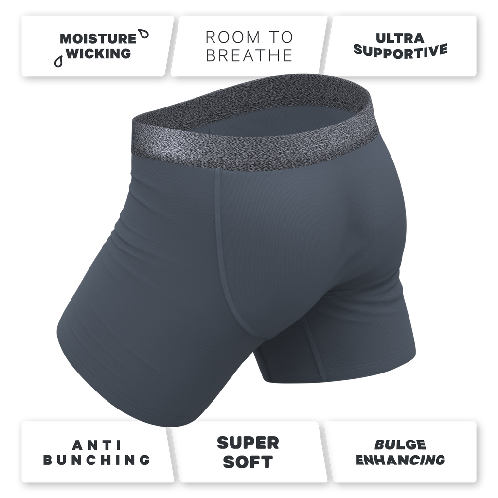 The Graphite | Tonal Grey Ball Hammock® Pouch Underwear With Fly - Shinesty