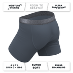 The Graphite | Tonal Grey Ball Hammock® Pouch Underwear With Fly - Shinesty