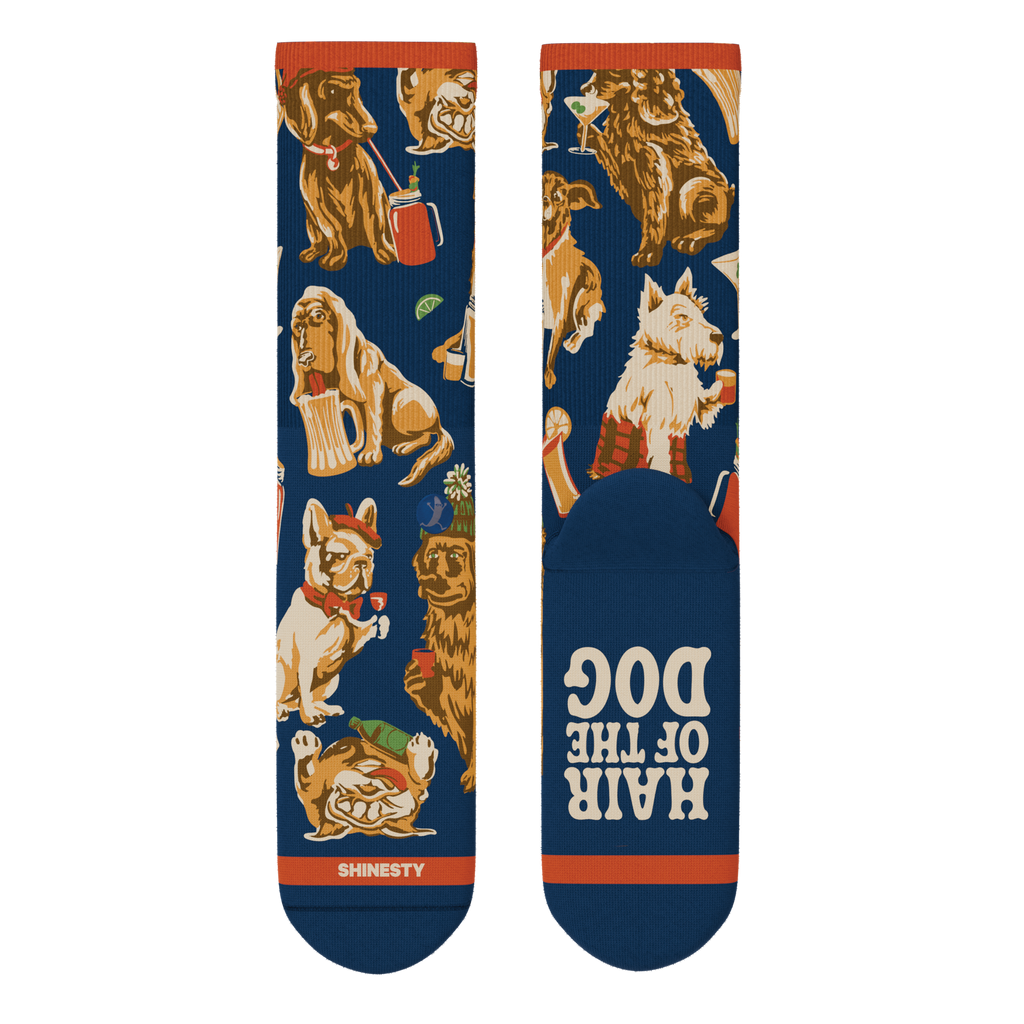 The Hair Of The Dog | Dogs & Drinks Heel Hammock™ Crew Socks - Shinesty