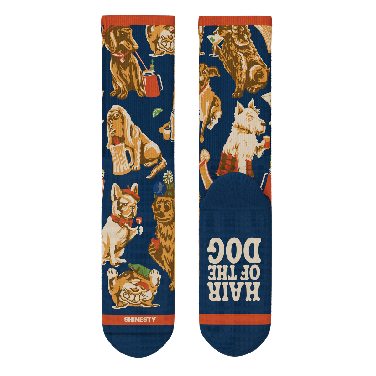 The Hair Of The Dog | Dogs & Drinks Heel Hammock™ Crew Socks - Shinesty