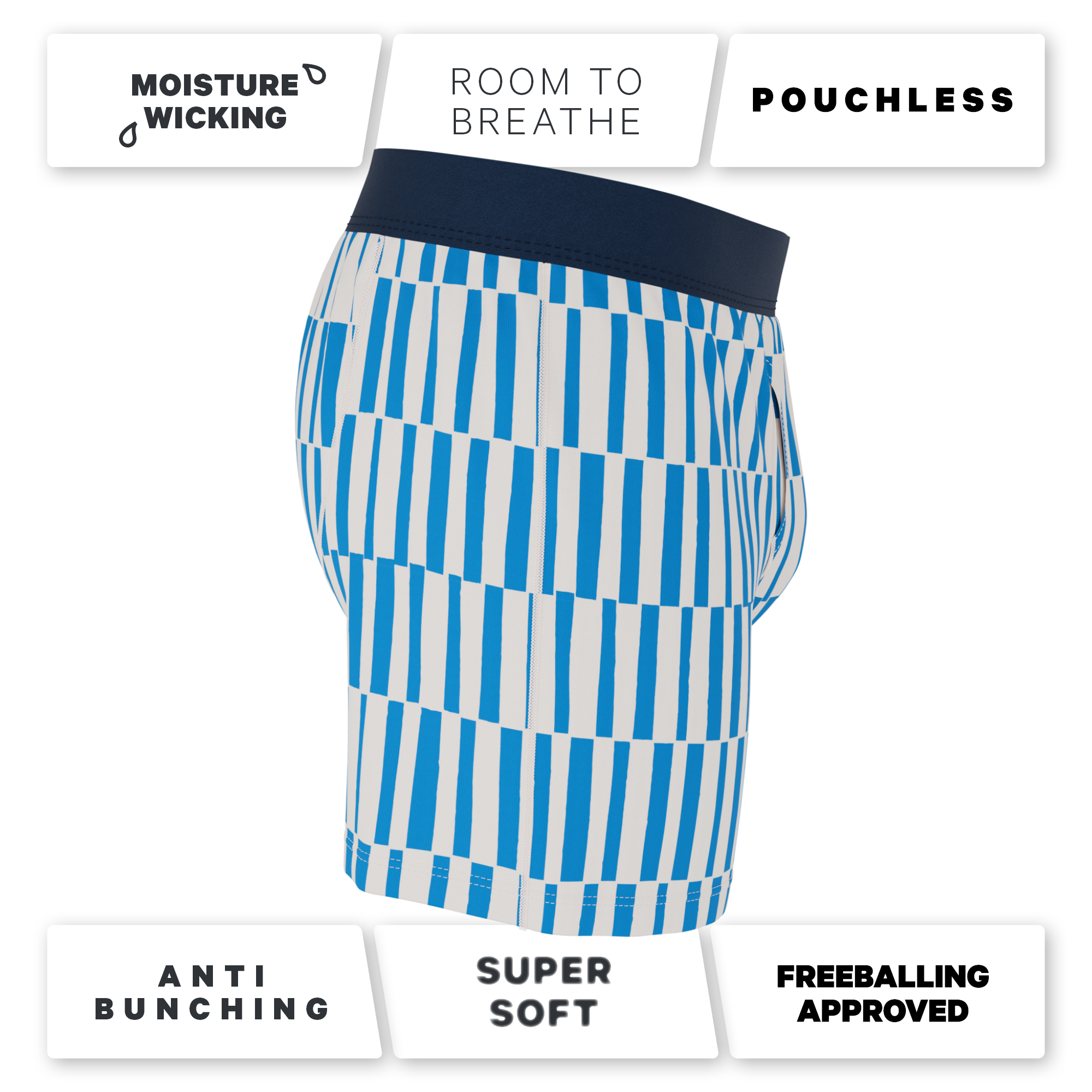 The Hamptons | Blue Mosaic Stripe Boxers - Shinesty