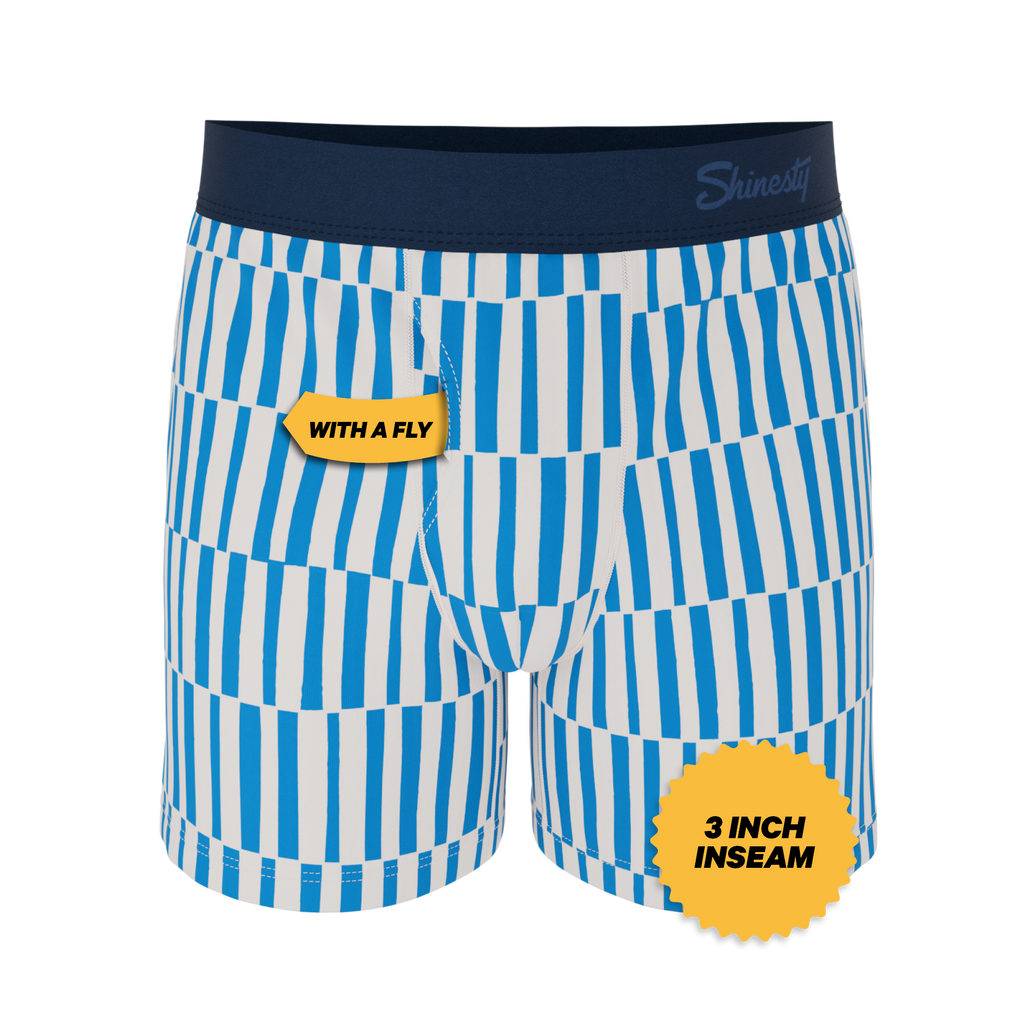 The Hamptons | Blue Mosaic Stripe Boxers - Shinesty