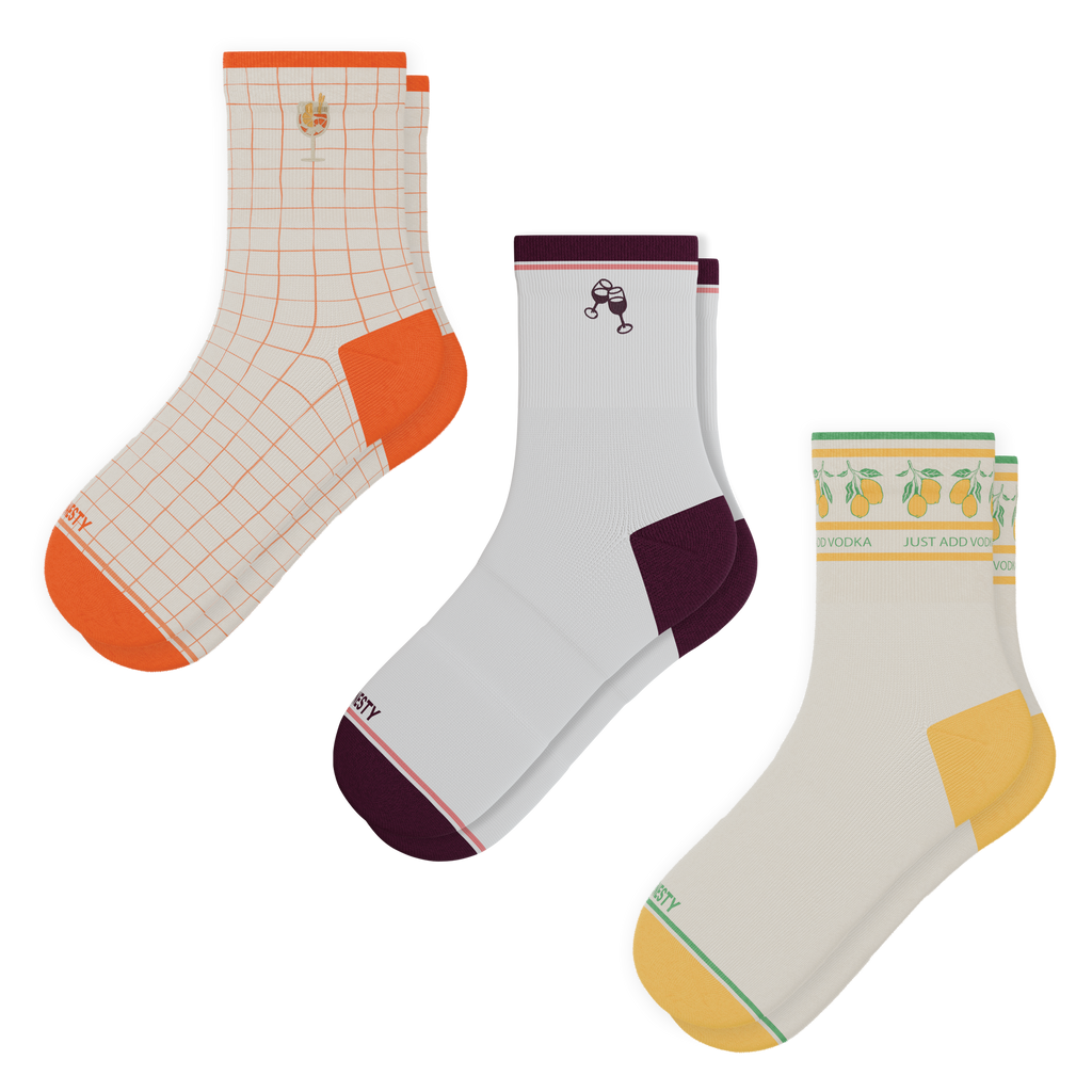 The Happy Hour | Heel Hammock™ Quarter Crew Socks 3 Pack - Shinesty