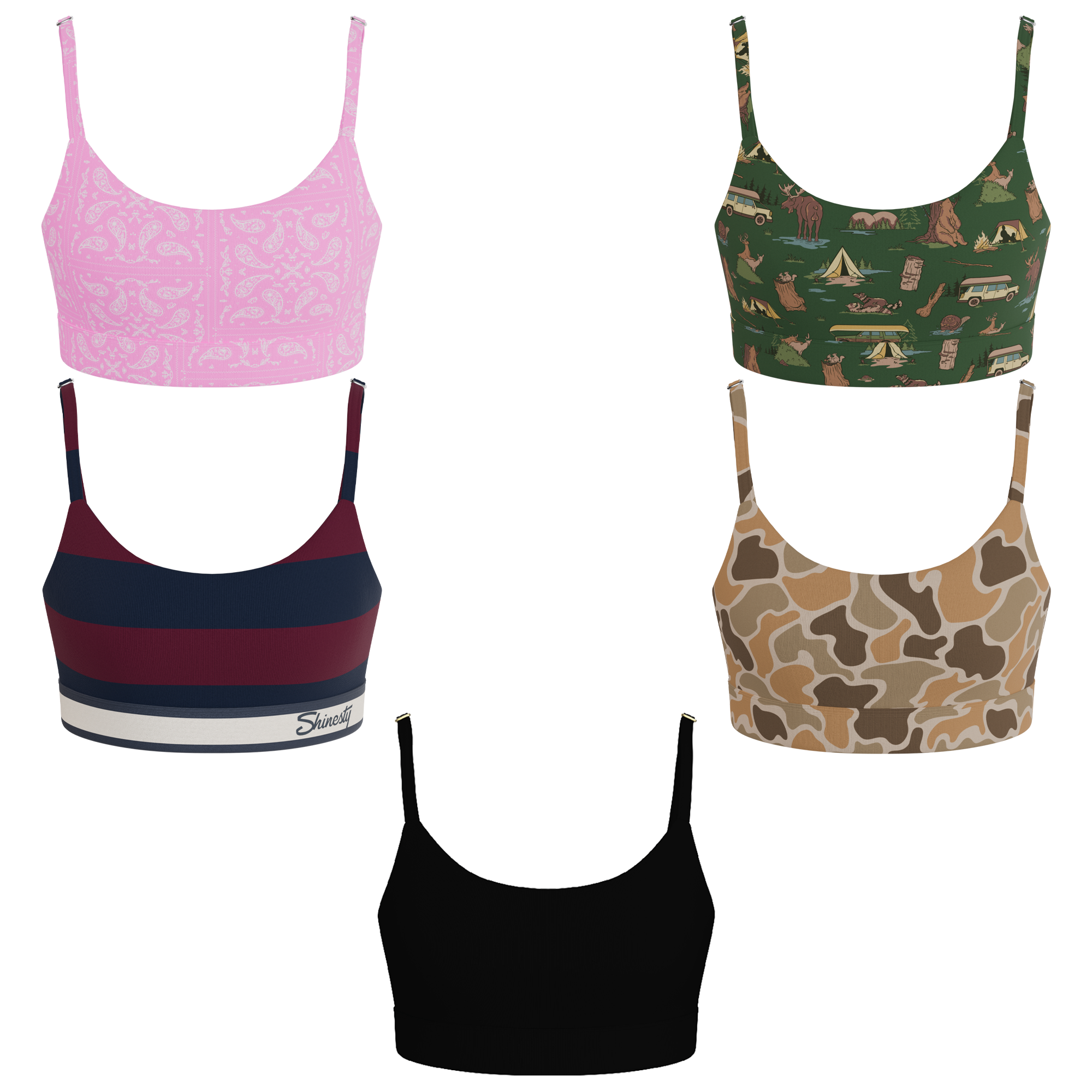 The Happy Trails | Boob Hammock™ Scoop Bralette 5 Pack - Shinesty