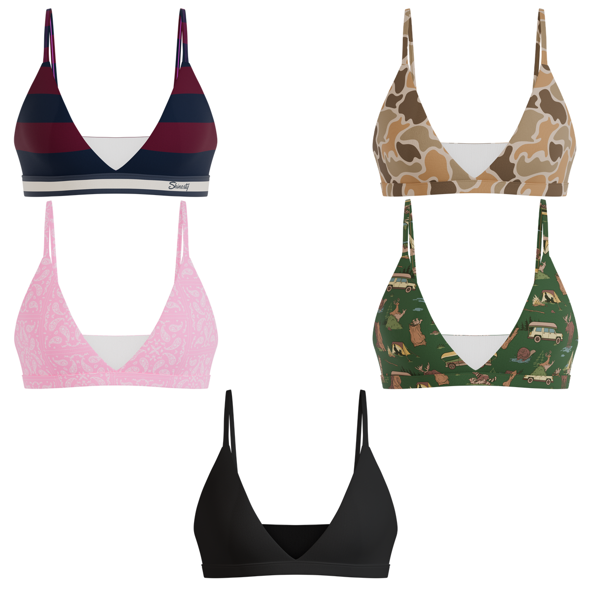 The Happy Trails | Boob Hammock™ Triangle Bralette 5 Pack - Shinesty