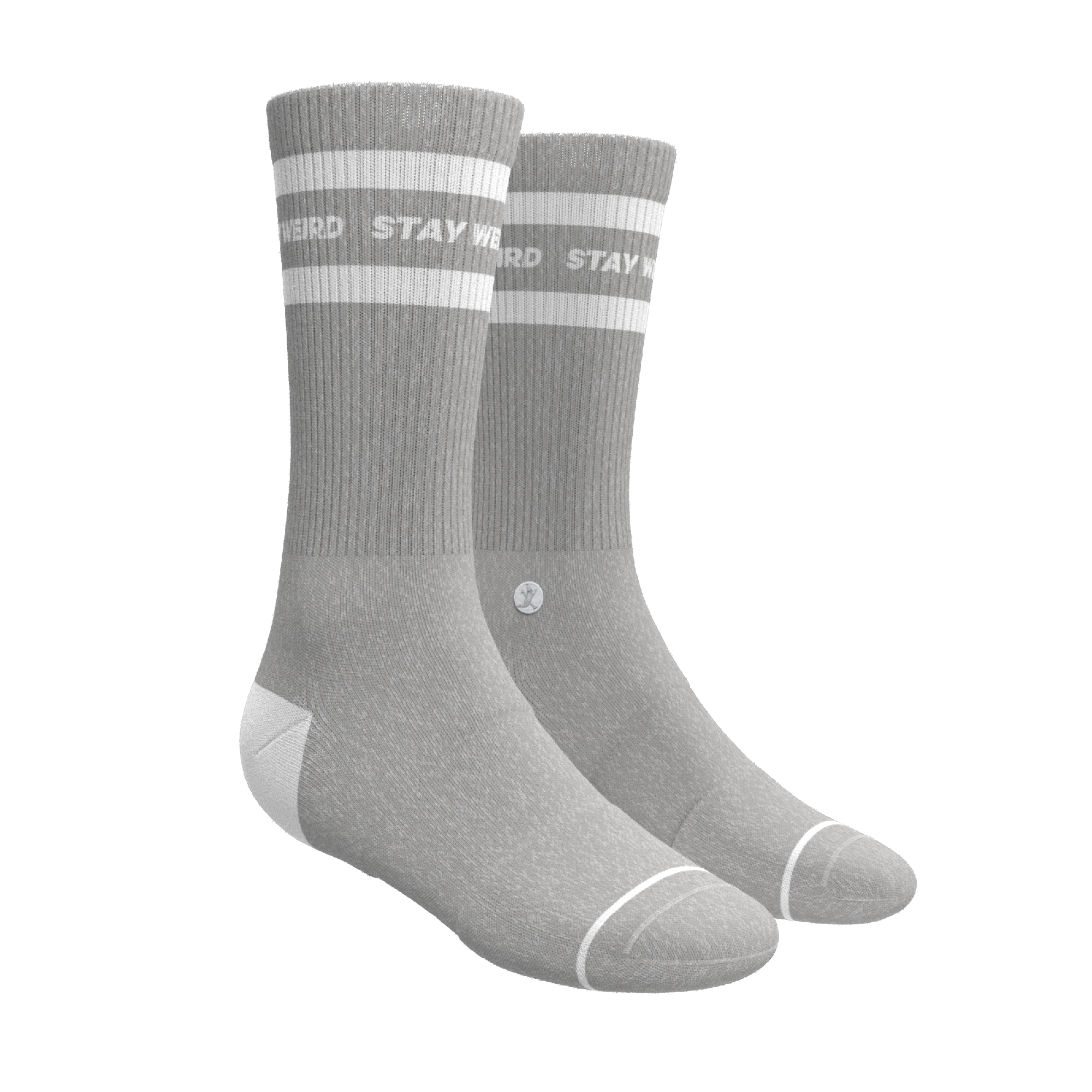 The Haze | Grey and White Stripe Heel Hammock™ Crew Socks - Shinesty