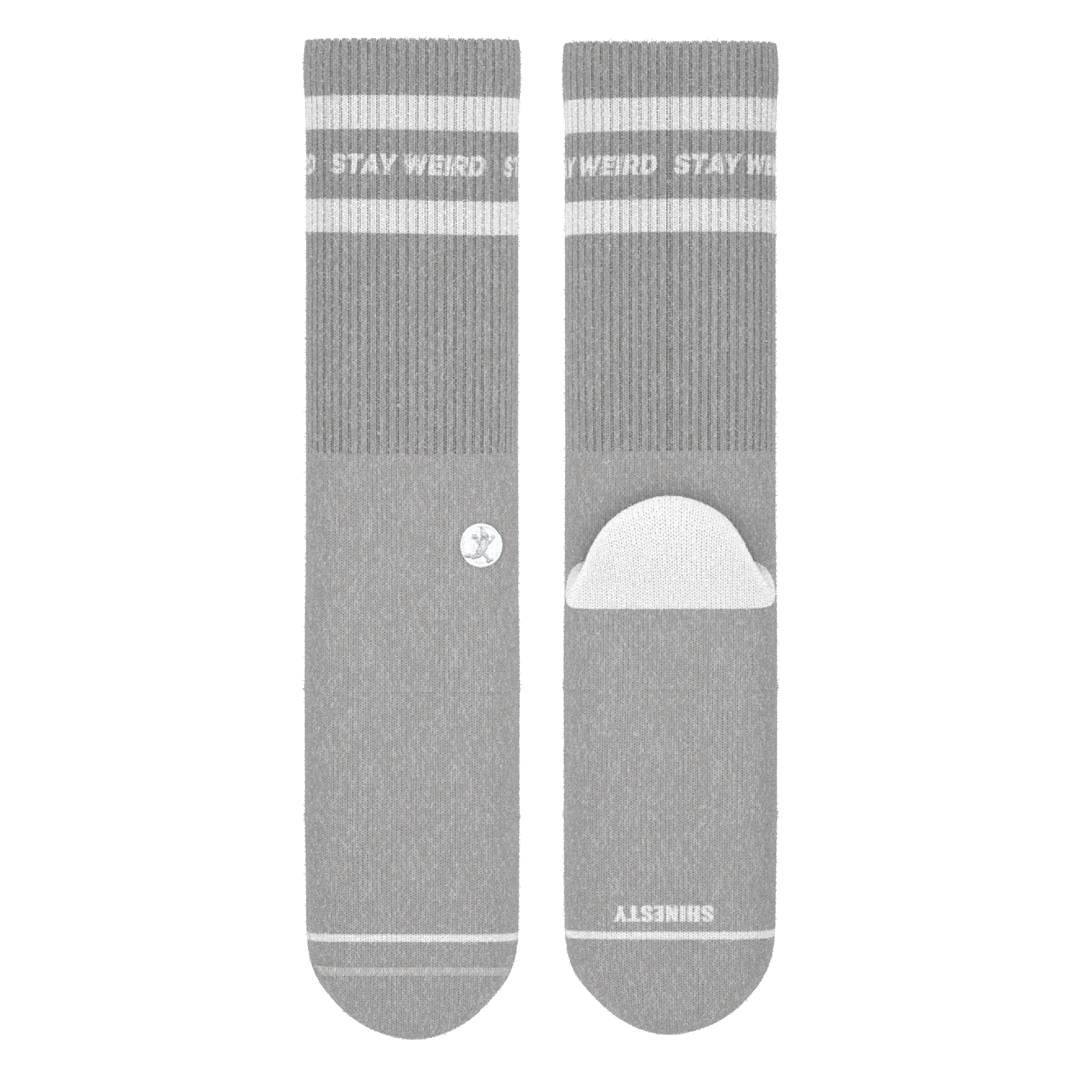 The Haze | Grey and White Stripe Heel Hammock™ Crew Socks - Shinesty