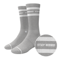 The Haze | Grey and White Stripe Heel Hammock™ Crew Socks - Shinesty