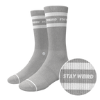 The Haze | Grey and White Stripe Heel Hammock™ Crew Socks - Shinesty