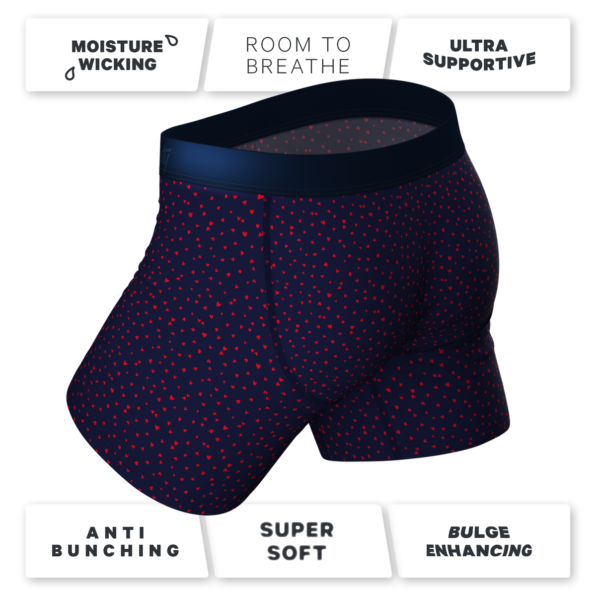 The Heartthrob | Tiny Hearts Valentines Day Ball Hammock® Pouch Underwear With Fly - Shinesty