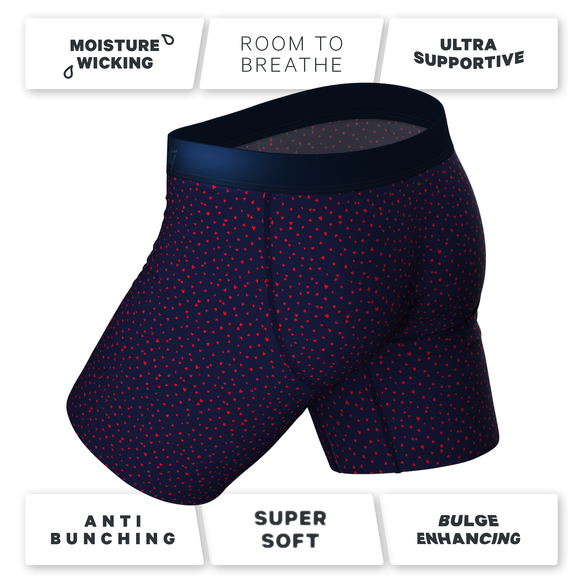The Heartthrob | Tiny Hearts Valentines Day Ball Hammock® Boxer - Long Leg - Shinesty