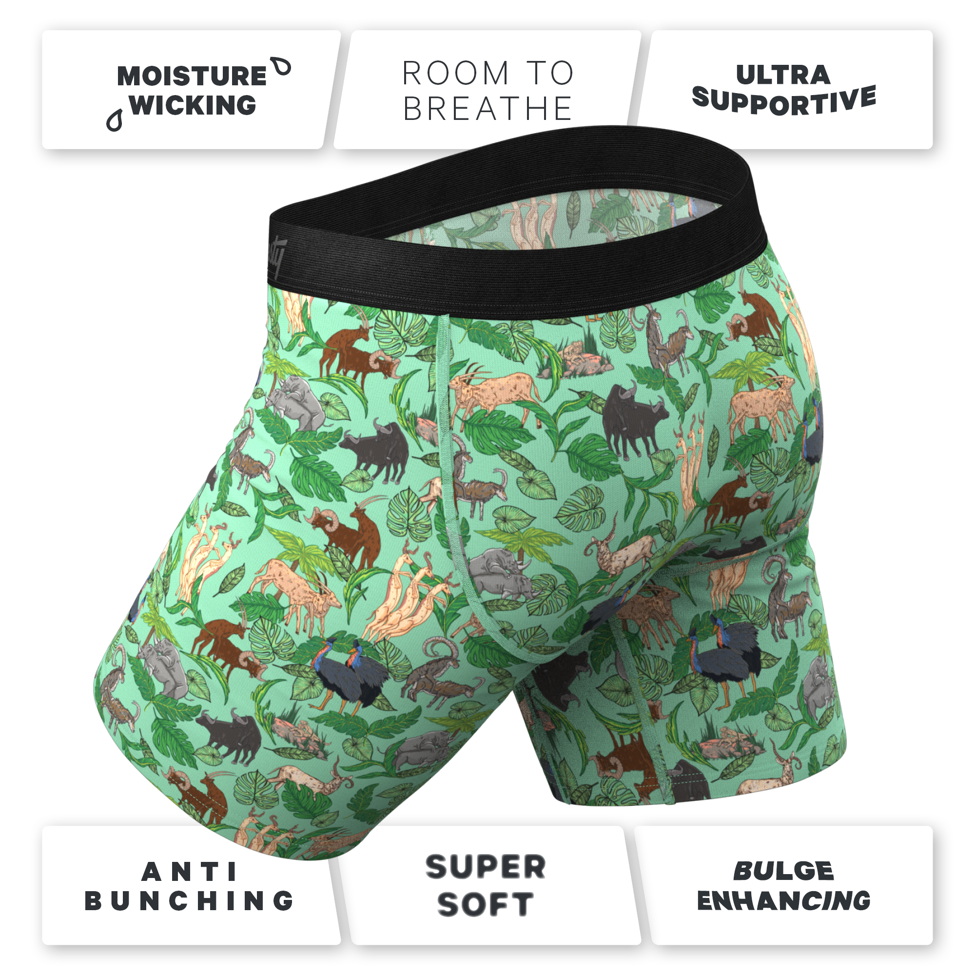 The Hornography | Tropical Animals Ball Hammock® Boxer - Long Leg - Shinesty