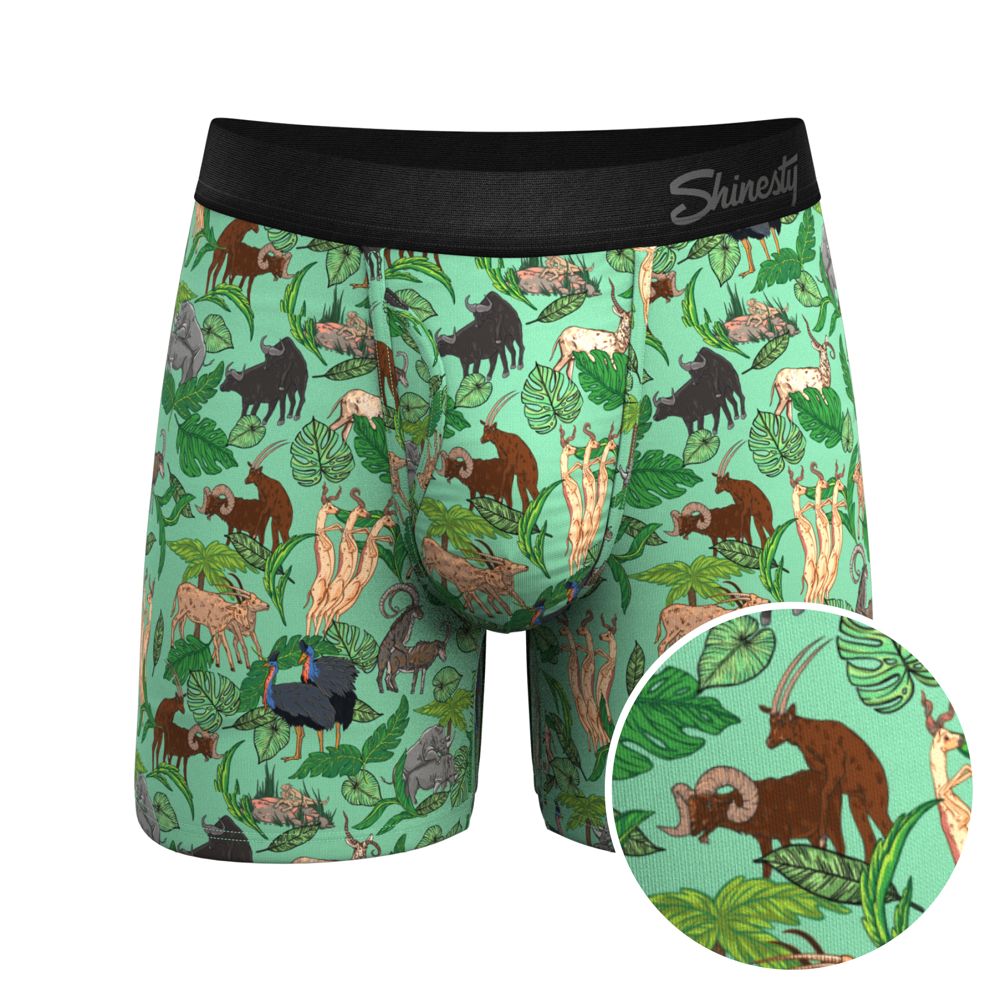 The Hornography | Tropical Animals Ball Hammock® Pouch Underwear With Fly - Shinesty