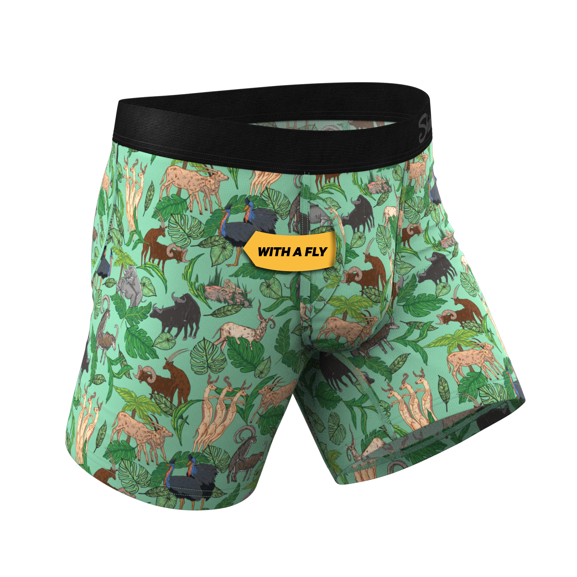 The Hornography | Tropical Animals Ball Hammock® Pouch Underwear With Fly - Shinesty