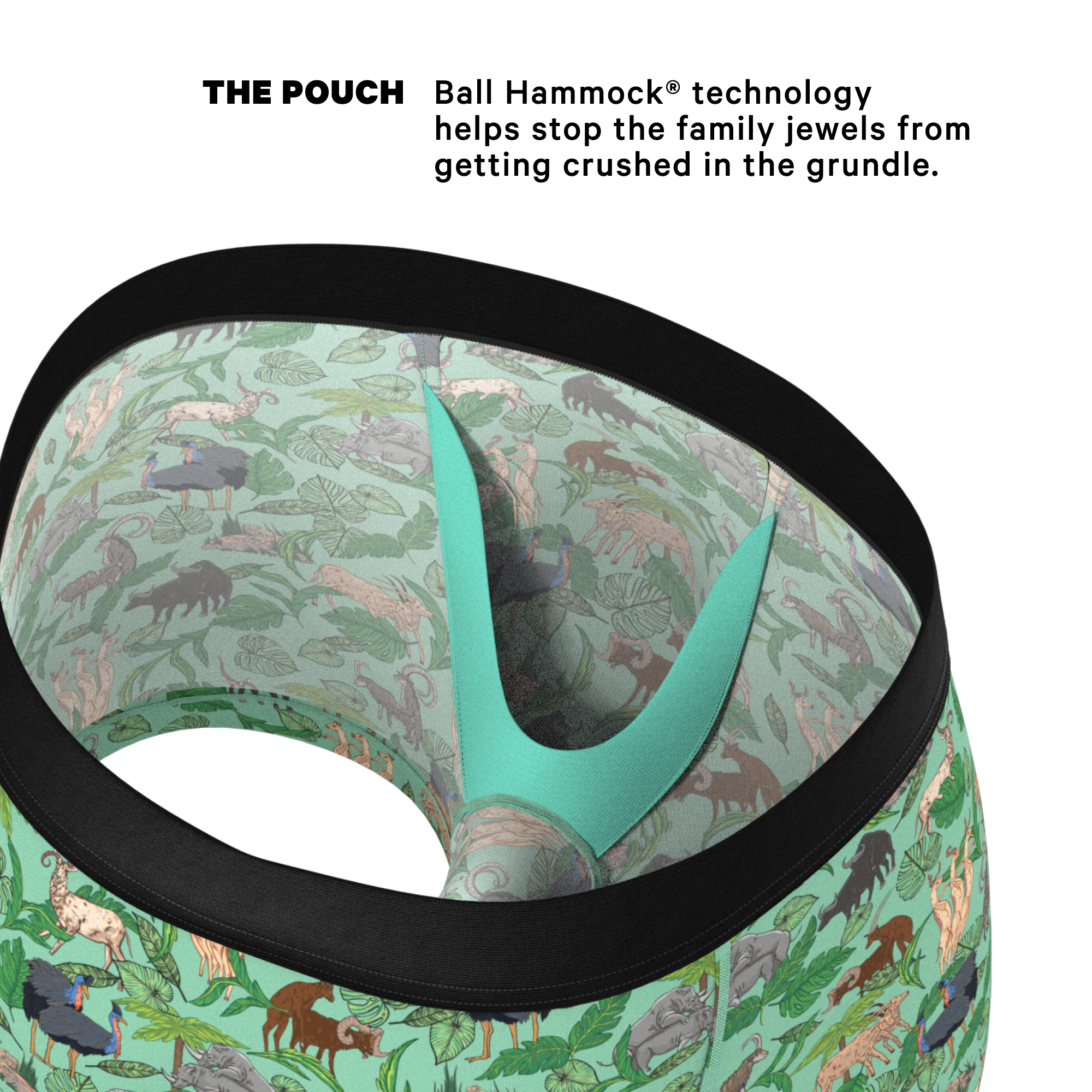 The Hornography | Tropical Animals Ball Hammock® Pouch Trunks Underwear - Shinesty