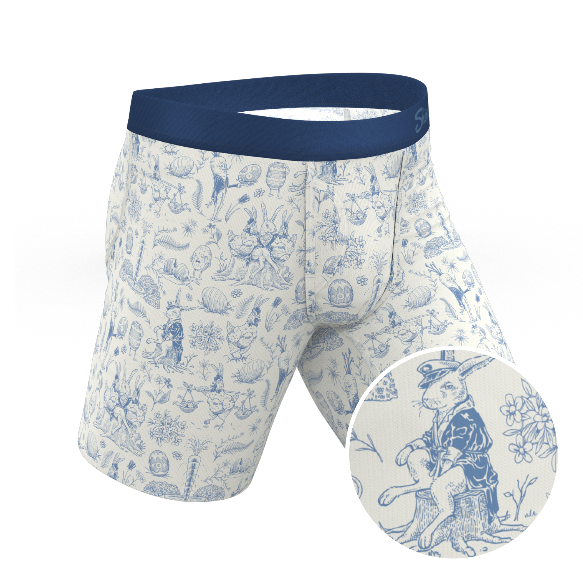 The Hot Cottontail | Easter Toile Ball Hammock® Boxer - Long Leg - Shinesty