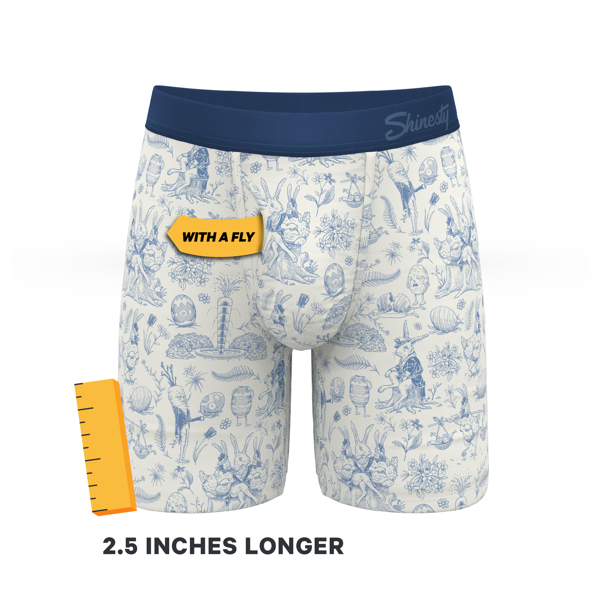 The Hot Cottontail | Easter Toile Ball Hammock® Boxer - Long Leg - Shinesty