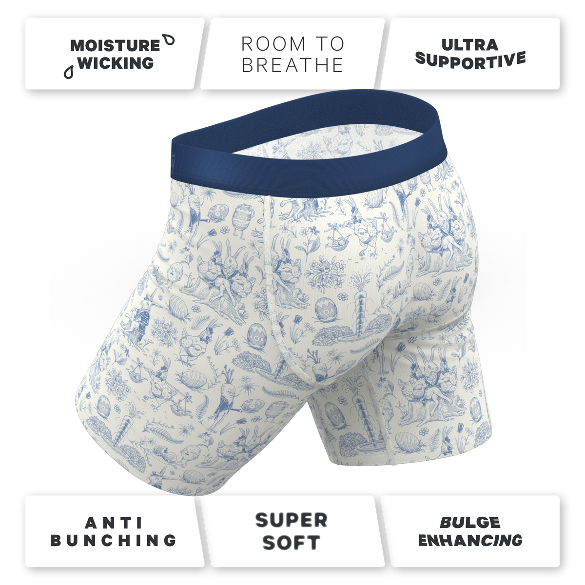 The Hot Cottontail | Easter Toile Ball Hammock® Boxer - Long Leg - Shinesty