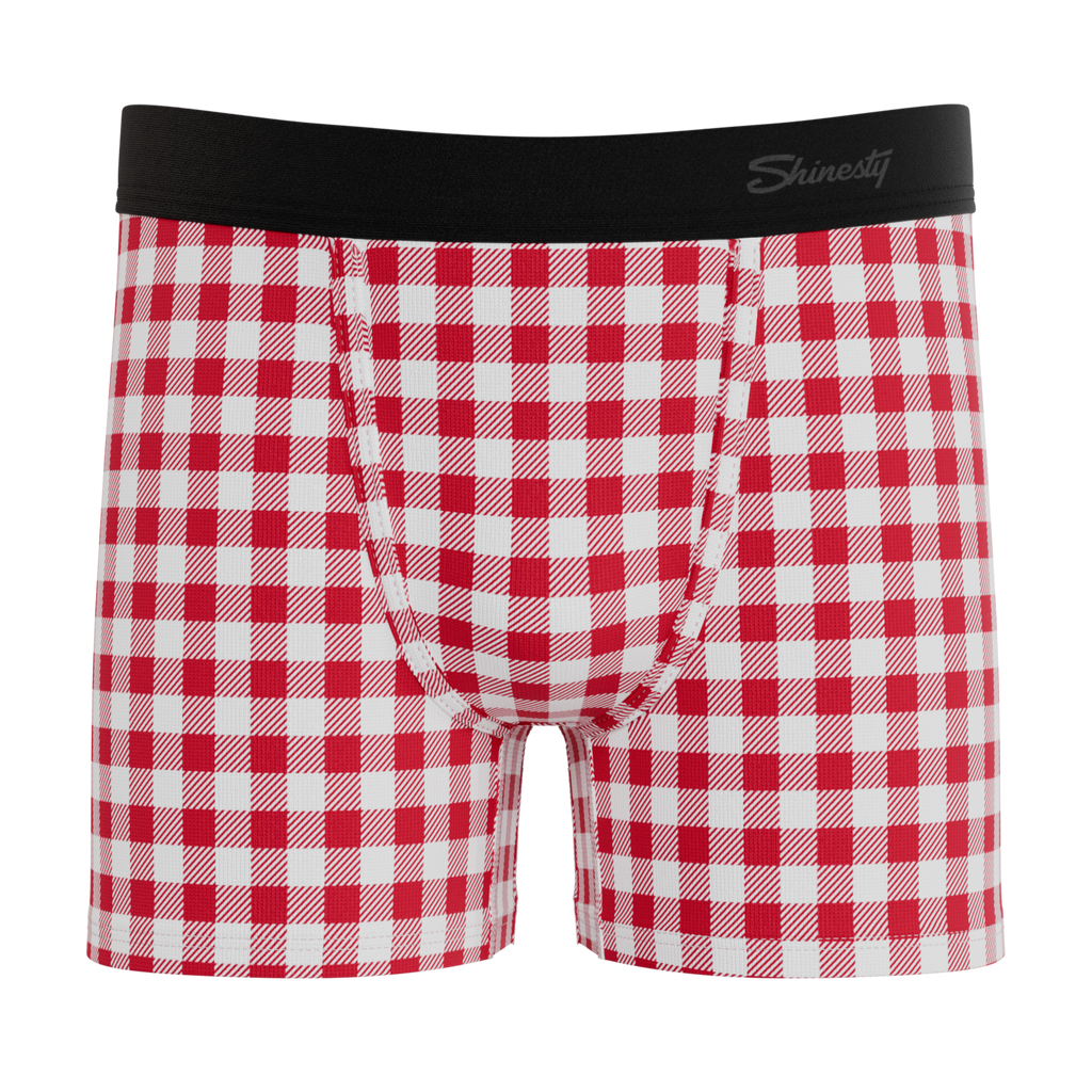 The Hot Diggity | Red Gingham Youth Boxer Briefs - Shinesty