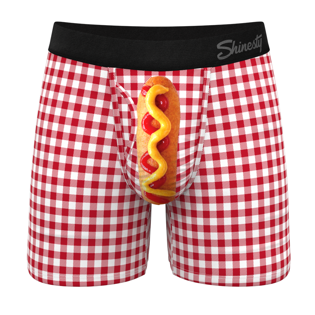 The Hot Diggity | Corn Dog Ball Hammock® Pouch Underwear With Fly - Shinesty