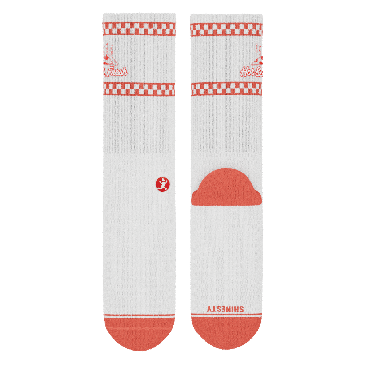 The Hot & Fresh | Pizza Box Heel Hammock™ Crew Socks - Shinesty