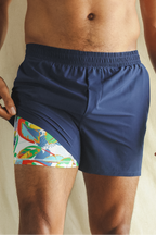 The Hot in Havana | Tropical Navy Ball Hammock® 5 Inch Athletic Shorts - Shinesty