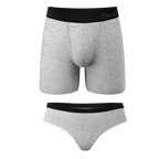 The Gray Area | Heather Grey Ball Hammock® Boxer and Cheeky Matching Couples Underwear 2 Pack - Shinesty