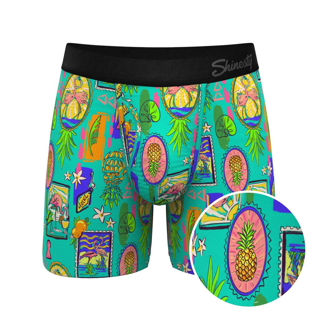 The Island Time | Pineapple Scene Ball Hammock® Pouch Underwear With Fly - Shinesty