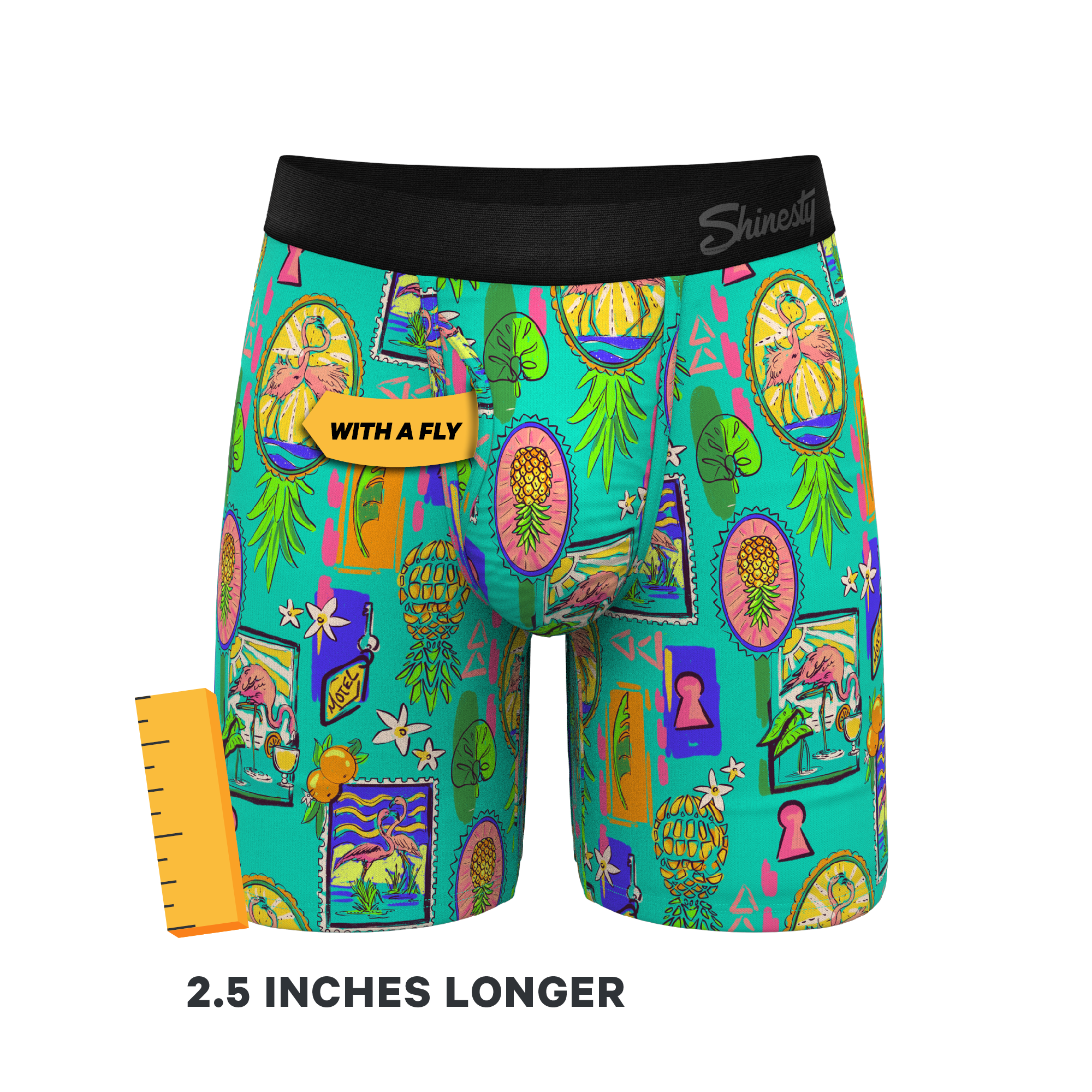 The Island Time | Pineapple Scene Ball Hammock® Boxer - Long Leg - Shinesty