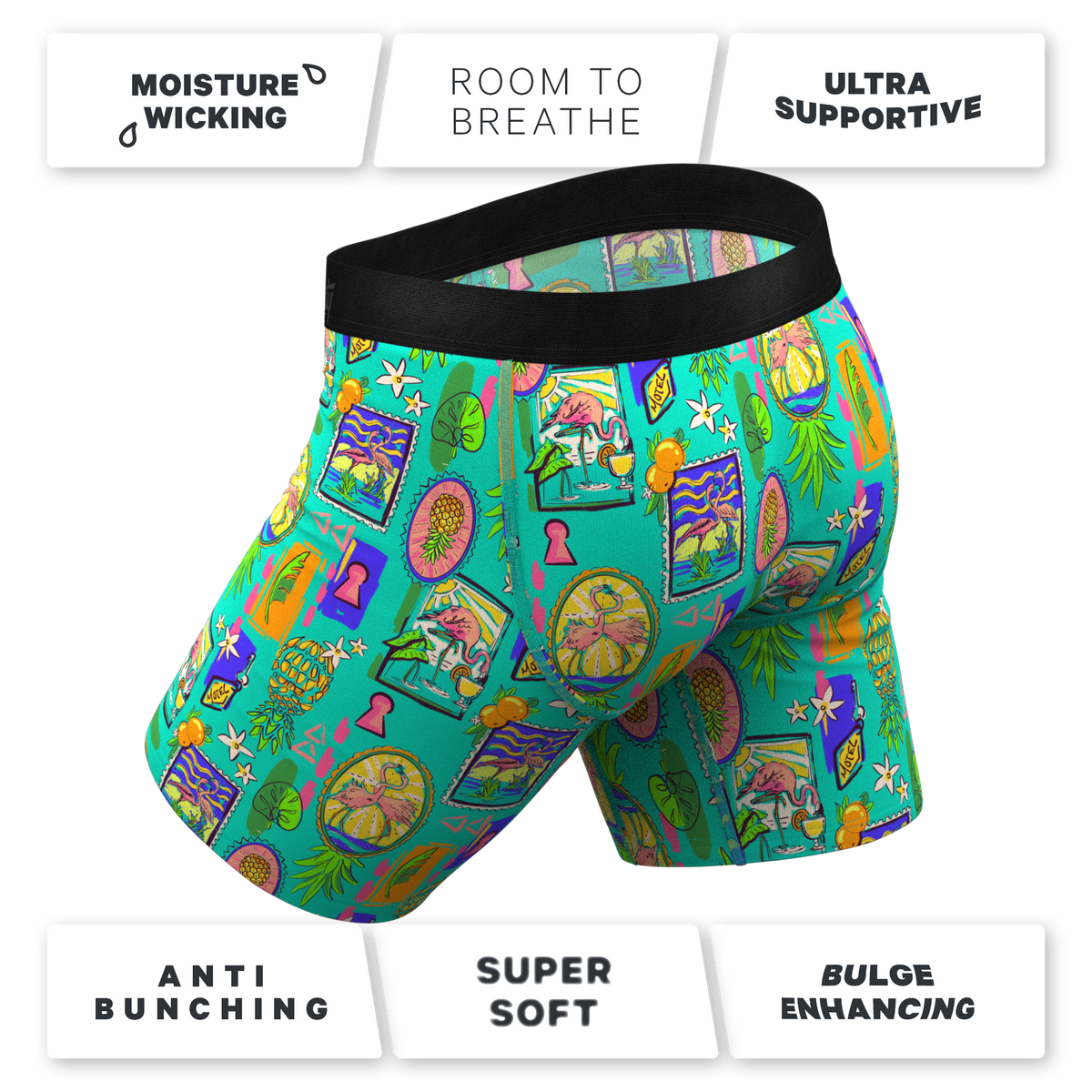 The Island Time | Pineapple Scene Ball Hammock® Boxer - Long Leg - Shinesty