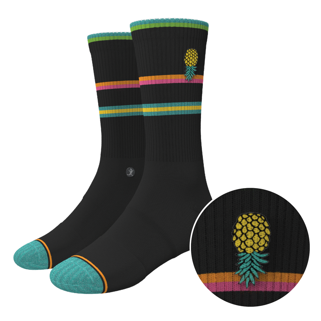 The Island Time | Black Tropical Heel Hammock™ Crew Socks - Shinesty