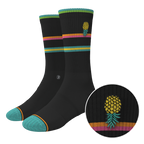 The Island Time | Black Tropical Heel Hammock™ Crew Socks - Shinesty
