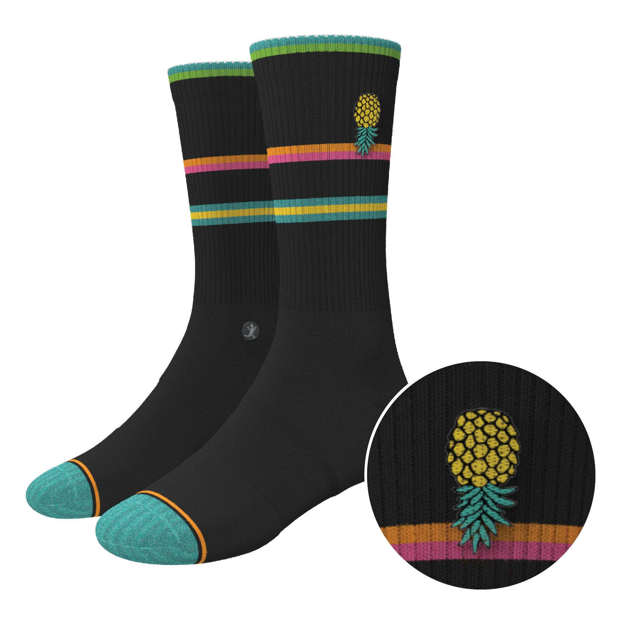 The Island Time | Black Tropical Heel Hammock™ Crew Socks - Shinesty