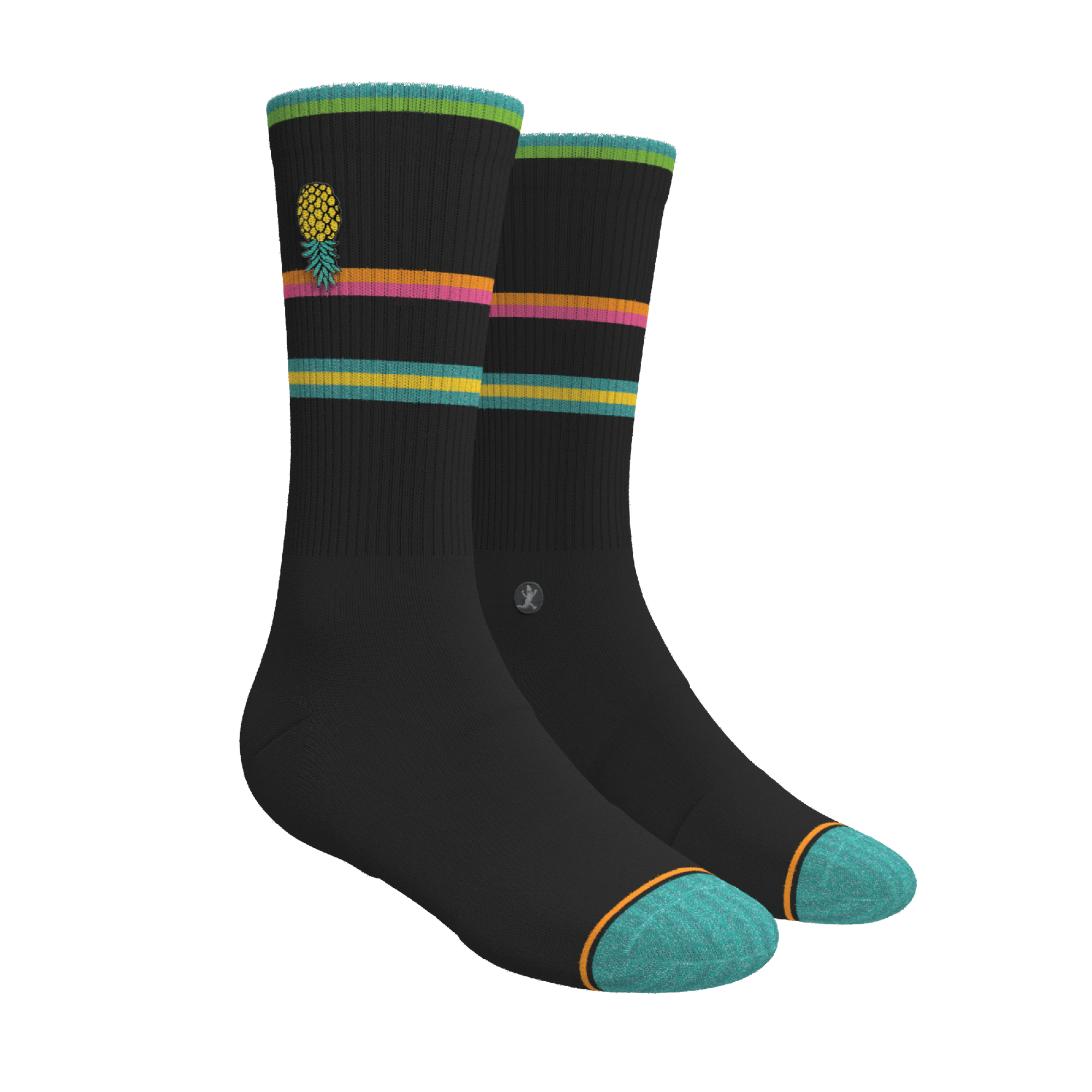 The Island Time | Black Tropical Heel Hammock™ Crew Socks - Shinesty