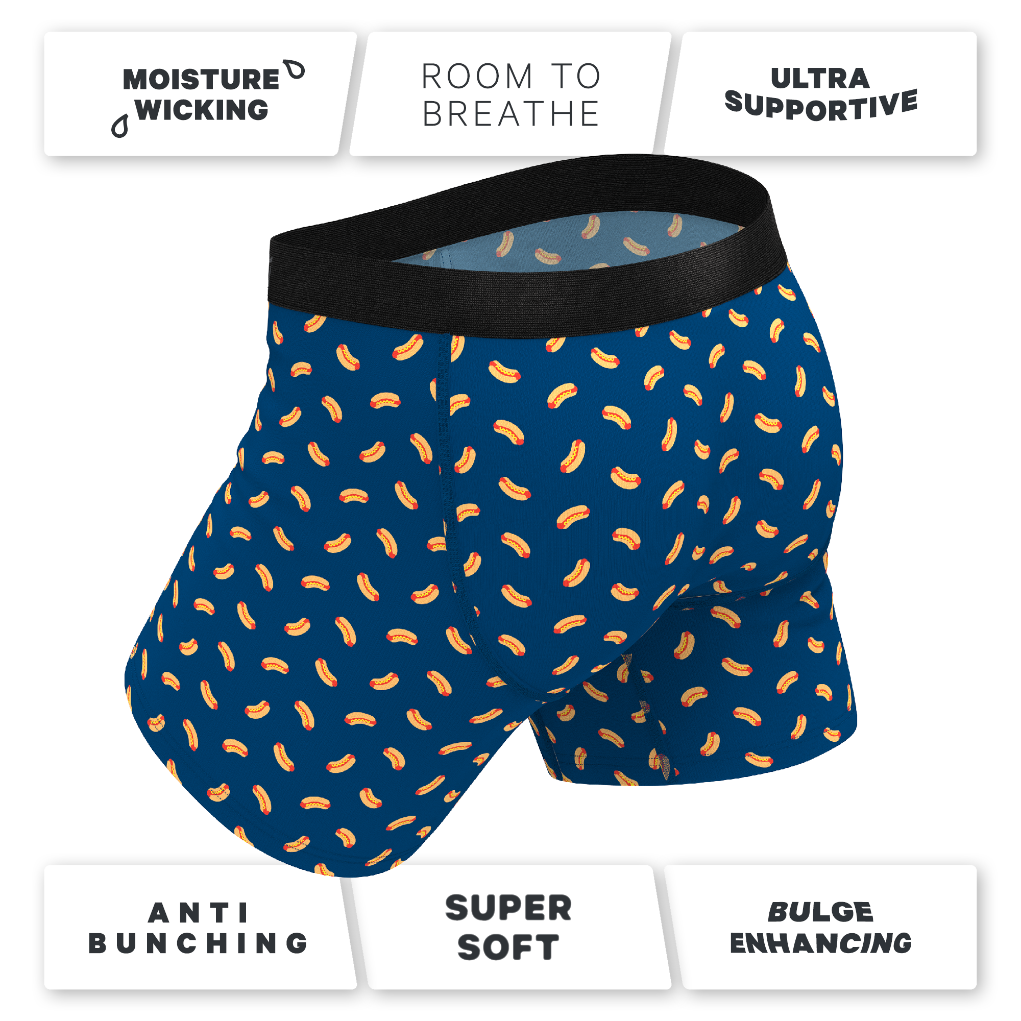 The Itty Bitty Buns | Hotdog Ball Hammock® Pouch Underwear With Fly - Shinesty