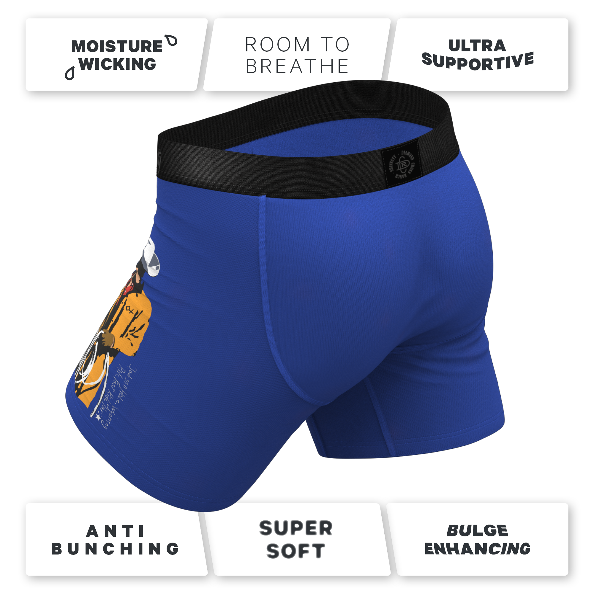 The Jackson | Blue Cowboy Shinesty x Diamond Cross Ranch Ball Hammock® Pouch Underwear With Fly - Shinesty