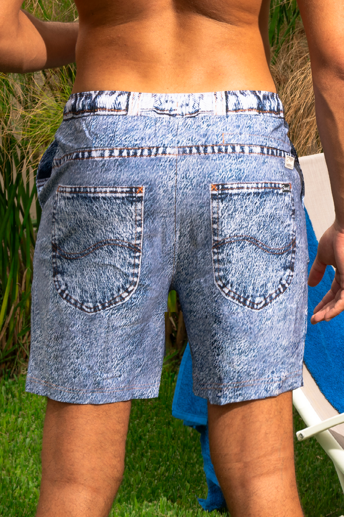 The Jacksonville Jort | Denim USA Ball Hammock® Pouch 8" Swim Trunks - Shinesty