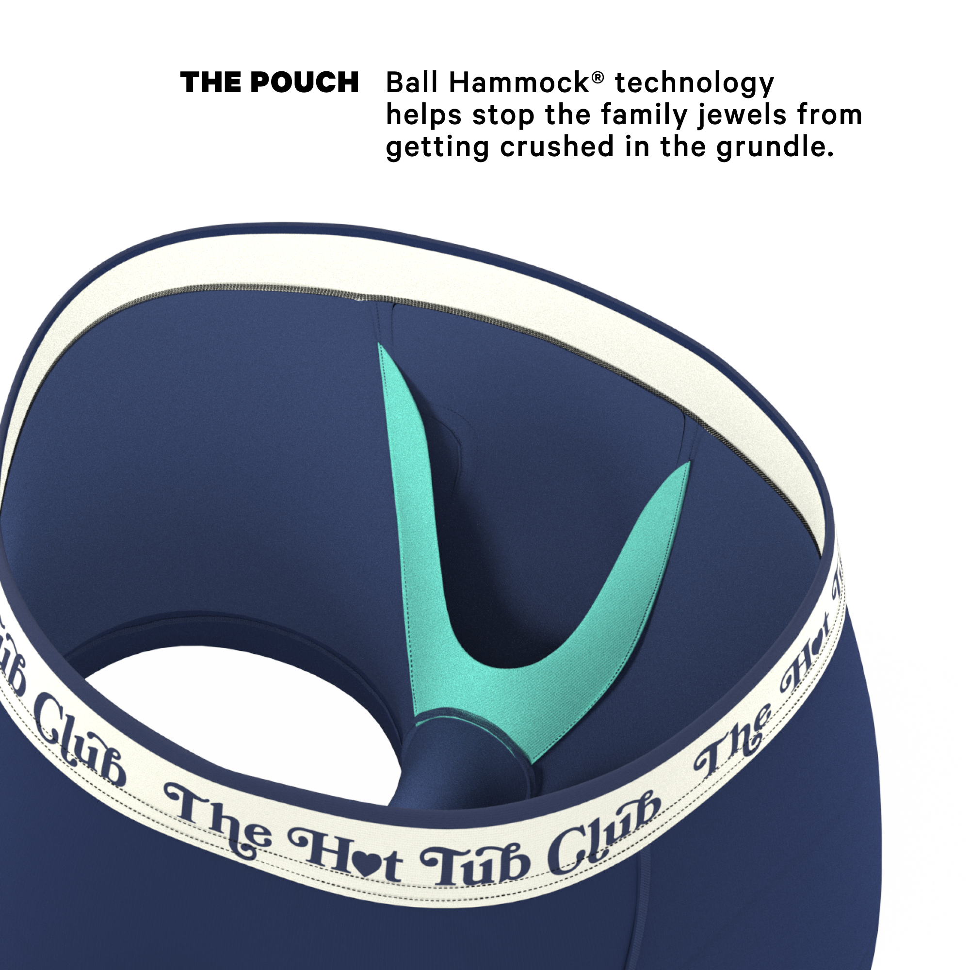 The Jet Set | Hot Tub Club Navy Ball Hammock® Pouch Trunks Underwear - Shinesty